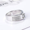Men's Sterling Silver Geometric Ring With Simulated Diamond Electroplated Adjustable Statement Jewelry