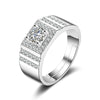Men's Sterling Silver Geometric Ring With Simulated Diamond Electroplated Fashion Statement Jewelry