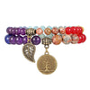 Men's Stone Alloy Geometric Handmade Beaded Bracelet With Life Tree Leaf Pendant