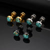 Men's Street Stainless Steel Geometric Epoxy Turquoise Round Pierced Earrings Electroplated