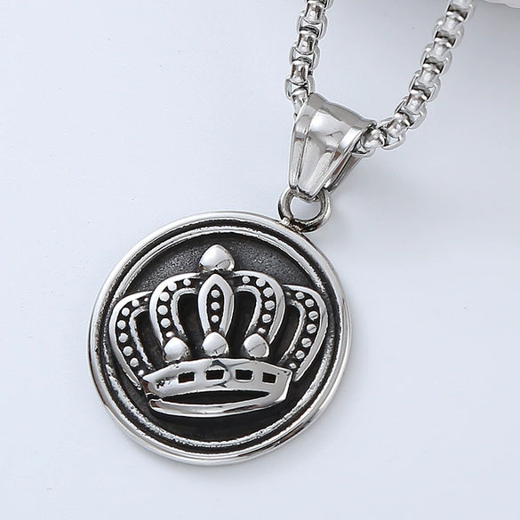 Men's Titanium Steel And Stainless Steel Retro Punk Style Geometric Tree Of Life Round Pendant Necklace Jewelry With Polishing Treatment