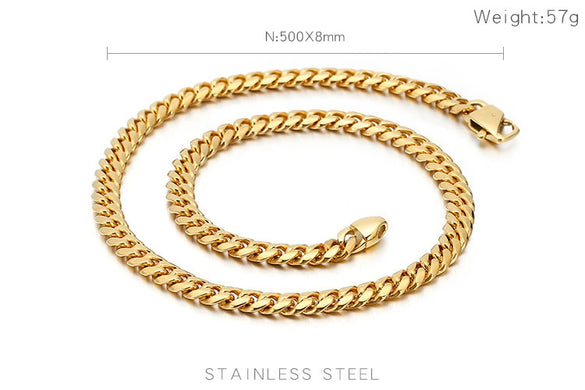 Men's Titanium Steel Cuban Chain Bracelet Necklace Single Sided Polished Sand Finish Geometric Minimalist Electroplated Jewelry