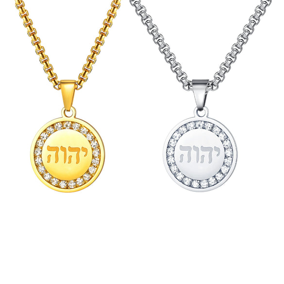 Men's Titanium Steel Geometric Medallion Pendant Necklace With Polish Finish And Regular Chain