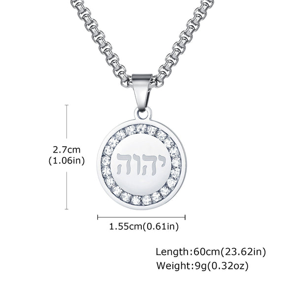 Men's Titanium Steel Geometric Medallion Pendant Necklace With Polish Finish And Regular Chain