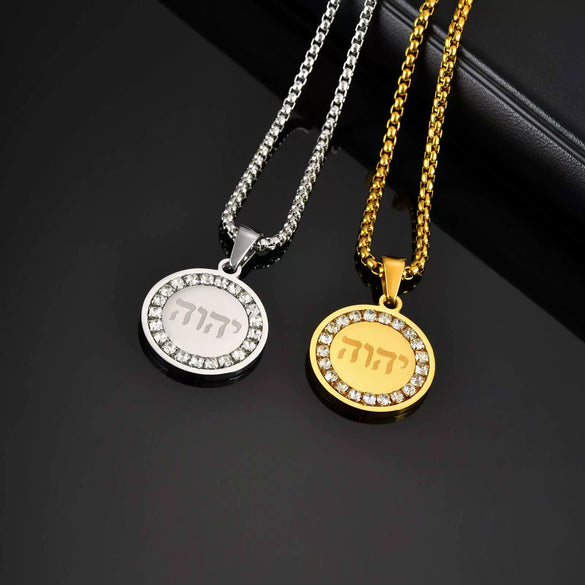 Men's Titanium Steel Geometric Medallion Pendant Necklace With Polish Finish And Regular Chain
