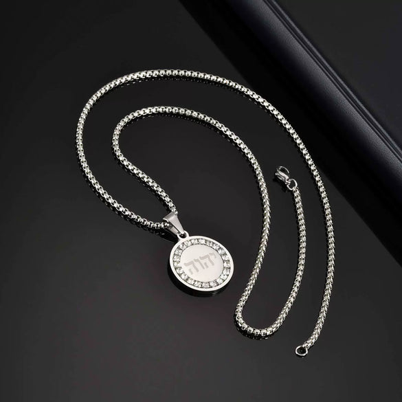 Men's Titanium Steel Geometric Medallion Pendant Necklace With Polish Finish And Regular Chain