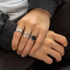 Men's Titanium Steel Geometric Oil Drop Ring Set