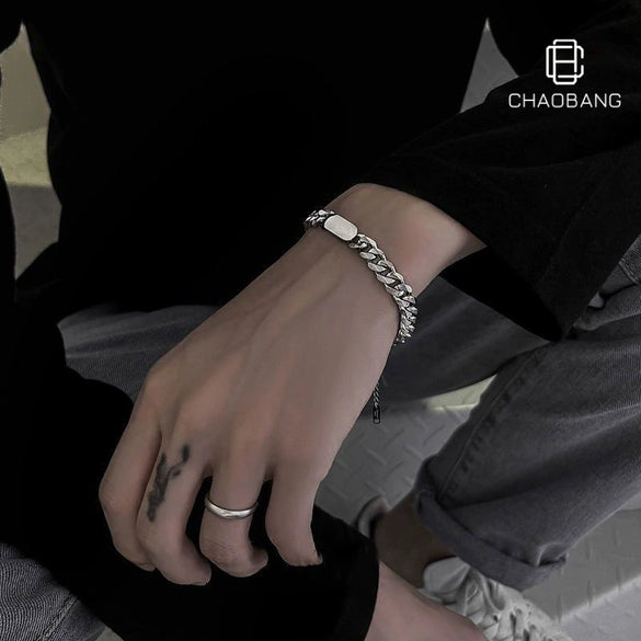 Men's Titanium Steel Geometric Rhombus Link Bracelet With Electroplated Finish Simple Hip Hop Fashion Jewelry