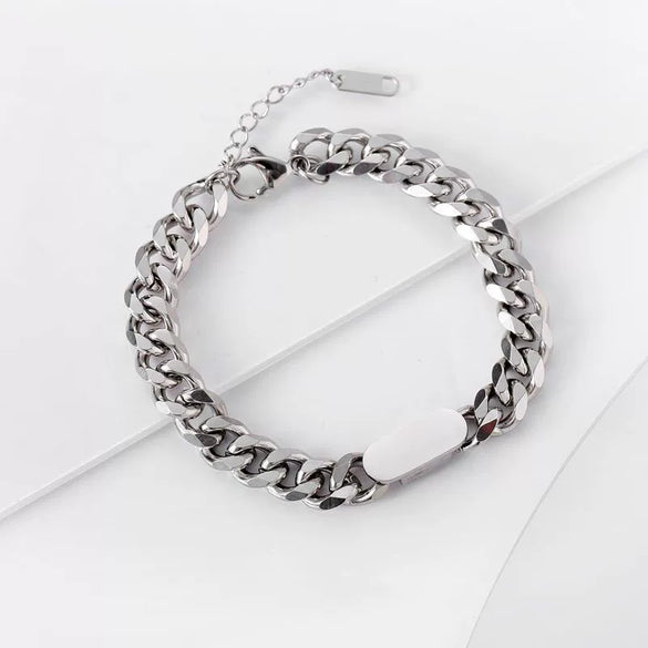 Men's Titanium Steel Geometric Rhombus Link Bracelet With Electroplated Finish Simple Hip Hop Fashion Jewelry