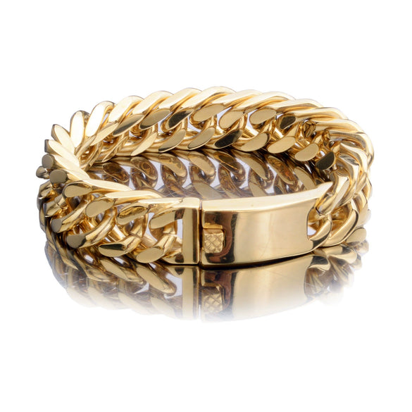 Men's Titanium Steel Geometric Style Double Woven Chain Bracelet Jewelry Polished Vacuum Plated