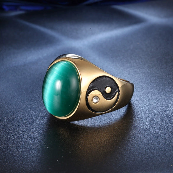 Men's Titanium Steel Geometric Yin Yang Style Ring Polished Retro Stainless Steel Look Unisex Fashion Band
