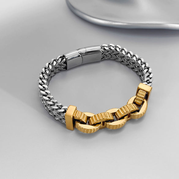 Men's Titanium Steel Insect Pattern Bracelet With Geometric Keel Chain Design And Electroplated Finish