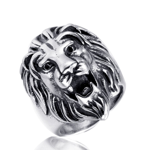 Men's Titanium Steel Lion Head Ring Polished Electroplated Decorative Statement Ring For Wholesale
