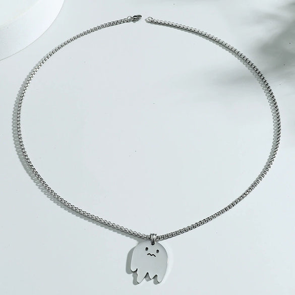 Men's Titanium Steel Necklace With Cartoon Doll Pendant And Electroplating Treatment