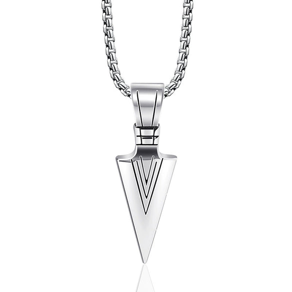 Men's Titanium Steel Necklace With Geometric Arrow Pendant Polished Simple Design Wholesale Jewelry
