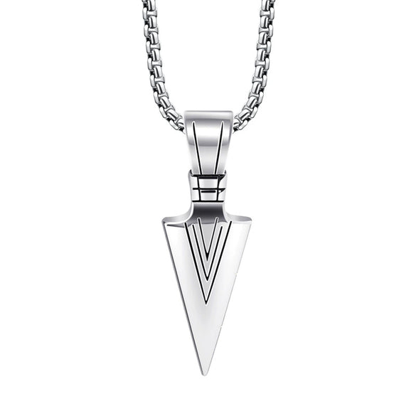 Men's Titanium Steel Necklace With Geometric Arrow Pendant Polished Simple Design Wholesale Jewelry