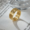 Men's Titanium Steel Ring With Cut Out Roman Numeral Pattern And Furnace Vacuum Electroplating