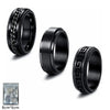 Men's Titanium Steel Rotating Decompression Ring Threepiece Set Black Electroplated Geometric Style