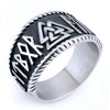 Men's Titanium Steel Viking Warrior Ring With Nordic Myth And Rune Apply Oil Design