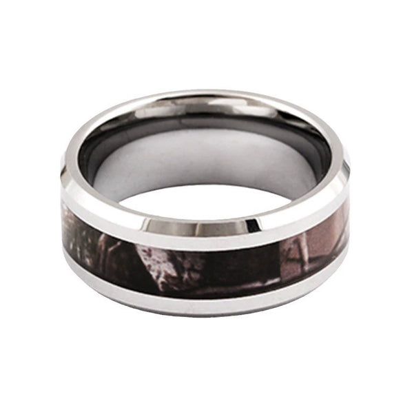Men's Tungsten Steel Geometric Marble Pattern Ring With Electroplated Finish Simple Elegant Fashion Jewelry