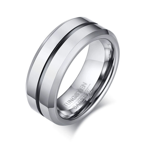 Men's Tungsten Steel Open Bottle Ring Geometric Style Electroplated