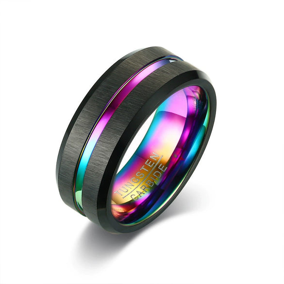 Men's Tungsten Steel Open Bottle Ring Geometric Style Electroplated
