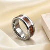 Men¡¯s Tungsten Steel Ring With Wood Grain Inlay Doublesided Geometric Design Retro Electroplated Finish Unisex Fashion Accessory