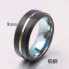 Men's Twotone Black Geometric Tungsten Steel Ring With Electroplated Finish Fashion Jewelry Wholesale
