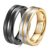 Men's Twotone Tungsten Steel Ring With Grooved Brushed Finish Geometric Design And Electroplated Detail For Wholesale Accessories