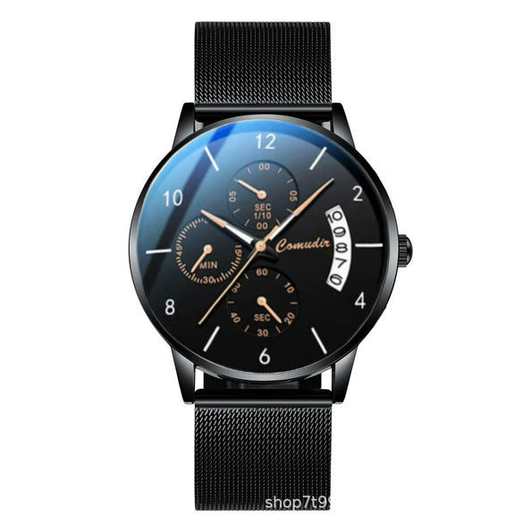 Men's Ultrathin Automatic Mechanical And Quartz Watch Alloy Case Stainless Steel Strap Round Dial Mineral Strengthened Glass Mirror Printed Logo Luminous Waterproof