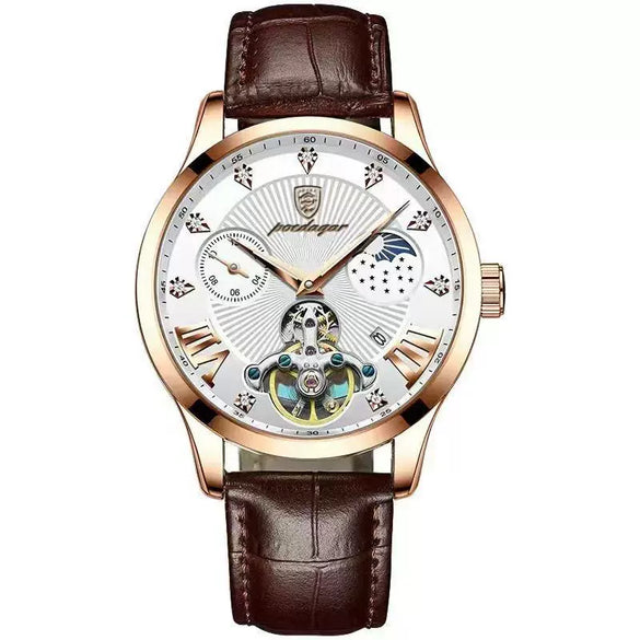 Men's Ultrathin Belt Quartz Waterproof Luminous Watch Alloy Case Leather Strap Stainless Steel Clasp Round Dial