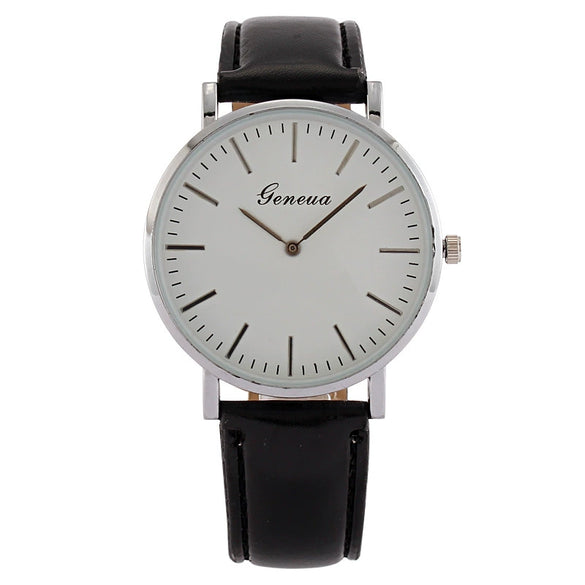 Men's Ultrathin Simple Quartz Watch With Imitation Leather Strap And Stainless Steel Clasp In Round Shape