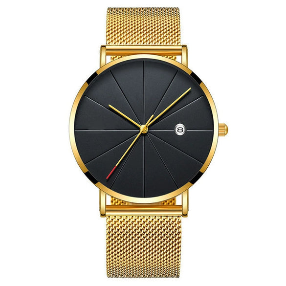Men's Ultrathin Trendy Quartz Watch Alloy Case Imitation Leather Strap Stainless Steel Clasp Round Dial Leisure Style