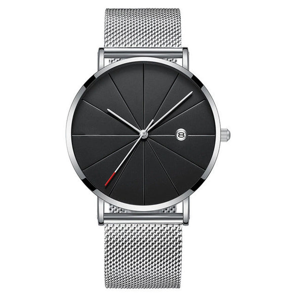 Men's Ultrathin Trendy Quartz Watch Alloy Case Imitation Leather Strap Stainless Steel Clasp Round Dial Leisure Style