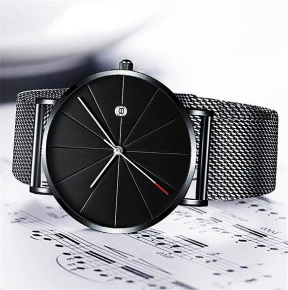 Men's Ultrathin Trendy Quartz Watch Alloy Case Imitation Leather Strap Stainless Steel Clasp Round Dial Leisure Style