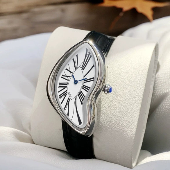 Men's Vintage Fashion Trendy Irregularshaped Genuine Leather And Alloy Watch