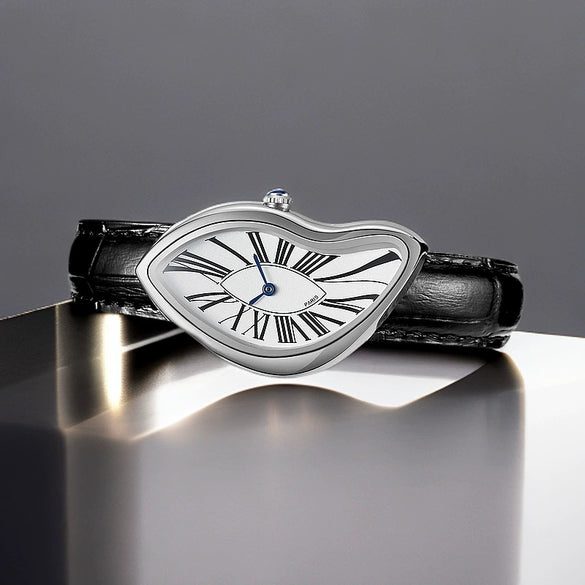 Men's Vintage Fashion Trendy Irregularshaped Genuine Leather And Alloy Watch