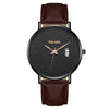 Men's Watch Alloy Case Leather Strap Fashion Round Dial
