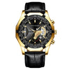 Men's Watch Alloy Case Mineral Reinforced Glass Mirror Imitation Leather Strap Stainless Steel Buckle Round Dial Fashion Style