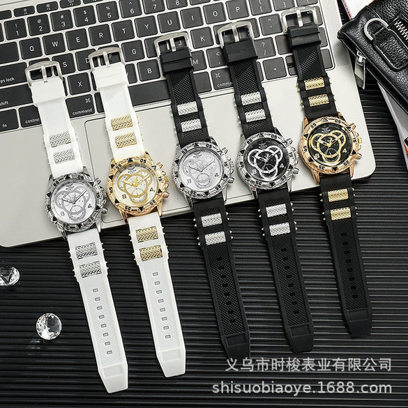 Men's Watch Alloy Case Plastic Strap Iron Clasp Round Dial Leisure Style