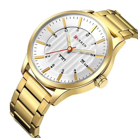 Men's Watch Alloy Case Stainless Steel Strap Round Dial Fashion Simple Trend