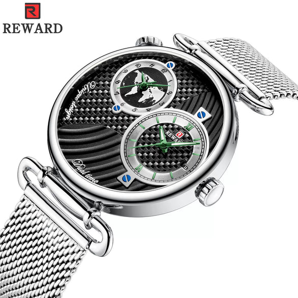 Men's Watch Alloy Case Stainless Steel Strap Round Dial Waterproof