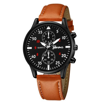 Men's Watch Alloy Stainless Steel Imitation Leather Ordinary Glass Mirror Round Leisure Style