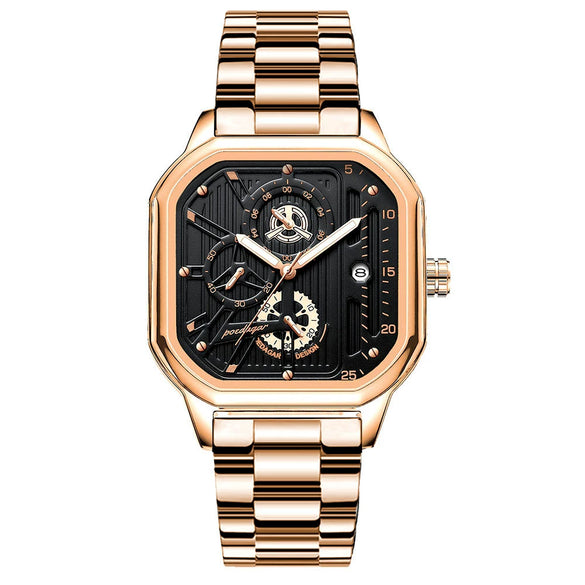 Men's Watch Alloy Stainless Steel Square Waterproof Multifunctional Luminous Movement