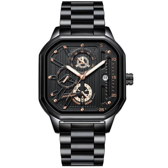 Men's Watch Alloy Stainless Steel Square Waterproof Multifunctional Luminous Movement