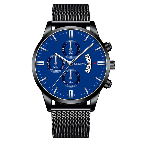 Men's Watch Stainless Steel Mesh Belt Alloy Case Round Dial Fashion Style