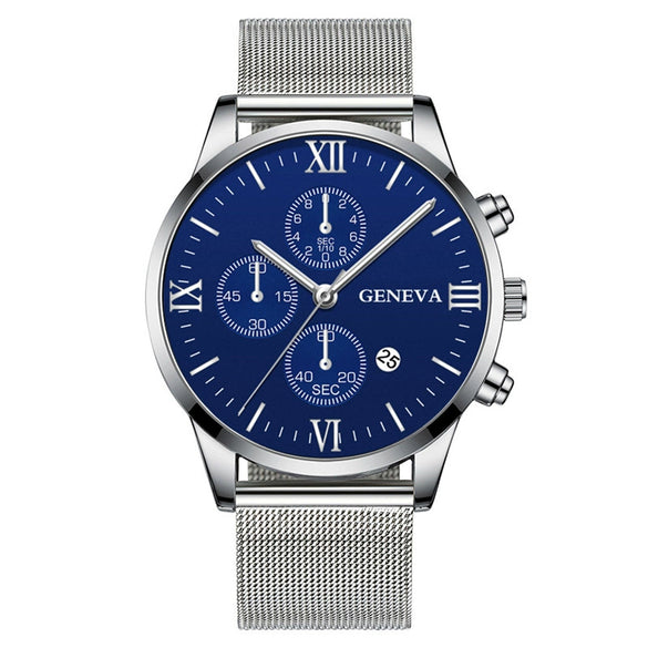 Men's Watch Stainless Steel Metal Milan Belt Mesh Belt Roman Pattern Round Dial Leisure Style