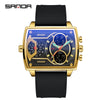Men's Watch Zinc Alloy Case Belt Silicone Steel Belt Square Dial Highend Business Fashion Electronic Quartz Watch