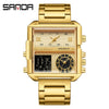 Men's Watch Zinc Alloy Case Belt Silicone Steel Belt Square Dial Highend Business Fashion Electronic Quartz Watch