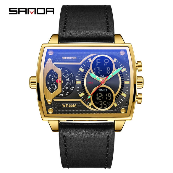 Men's Watch Zinc Alloy Case Belt Silicone Steel Belt Square Dial Highend Business Fashion Electronic Quartz Watch